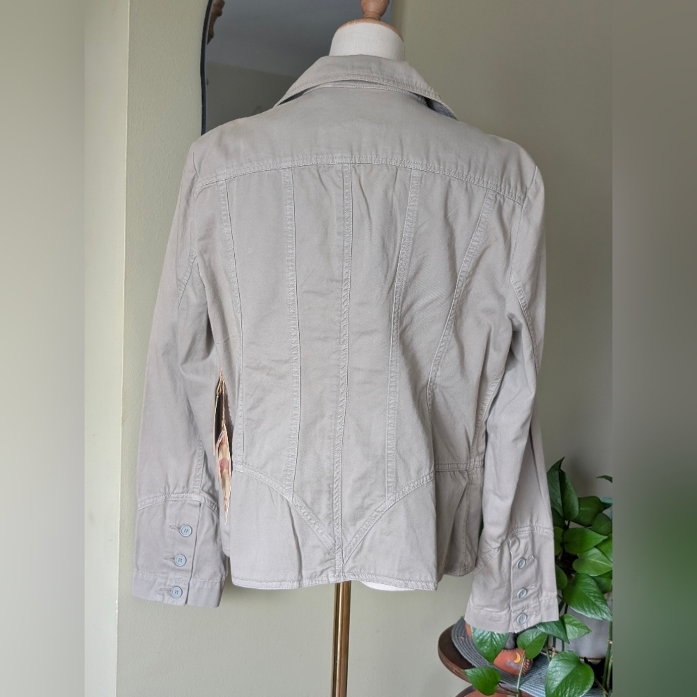 NWT Caribbean Joe Women's Size XL Cotton Button Down Long Sleeve Spring Jacket - Picture 5 of 16